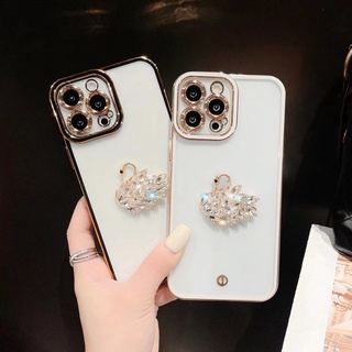 เคสโทรศัพท์มือถือใส แบบนิ่ม ลายหงส์ ป้องกันเลนส์ สําหรับ Vivo Y73 Y15s Y15A Y21 Y21s Y01 Y33s Y33T Y20 Y20s Y20i Y12A Y12s Y11s