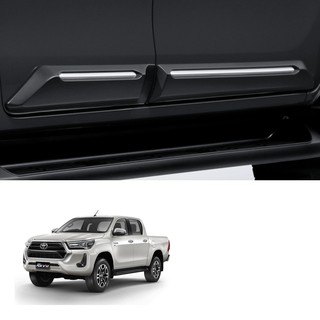 คิ้วกันกระแทกประตู กันกระแทกขอบประตู 4 ชิ้น สีเงิน สำหรับ Toyota Hilux Revo Prerunner ปี 2021-2022