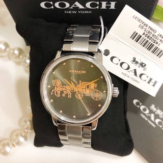 นาฬิกา Coach Grand Quartz Dark Grey Dial Gunmetal tone Ladies Watch ขนาด36 mm.