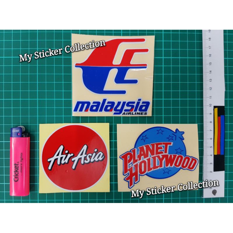 Airlines mas / airasia / planet Hollywood Sticker Cutting Overlopping สะท้อนแสง mas airasia planet