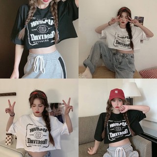 🏉Harlfu crop top🏉เสื้อครอปแขนสั้นสไตล์เกาหลี