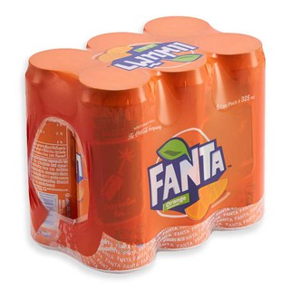 แฟนต้า น้ำส้ม ปริมาตรสุทธิ 325ml ยกแพ็ค 6กระป๋อง น้ำอัดลม กลิ่นส้ม FANTA ORANGE