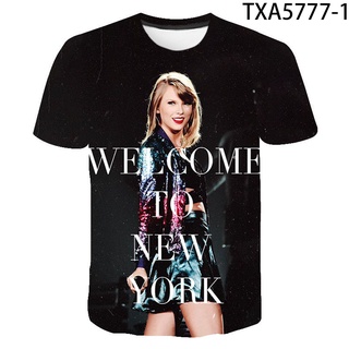 เสื้อยืดสตาร์ยุโรปและอเมริกาMusic Concert Taylor Swift Mens T-shirt 3D Print Men Women Cal Short O-neck S-5XL