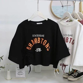 [กรอกโค้ด JGEVAPลดเพิ่ม 25%]เสื้อยืด เสื้อยืดคอกลมแขนสั้น รูดข้างได้เก๋ๆ สกรีน DTATEISIAE OHAMBTONS -1978-