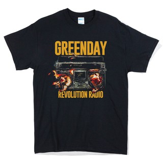 เสื้อยืดคอกลมเสื้อยืด พิมพ์ลาย Greenday BAND REVOLUTION RADIO สีเขียวผ้าฝ้ายแท้