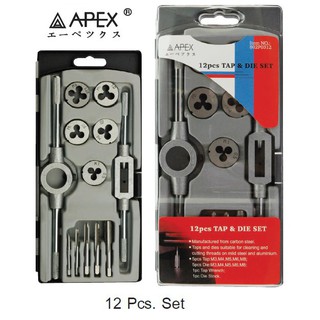 APEX 802P0312 ดอกต๊าปเกลียว 12 ชิ้น ระบบมิล 3-8 mm.