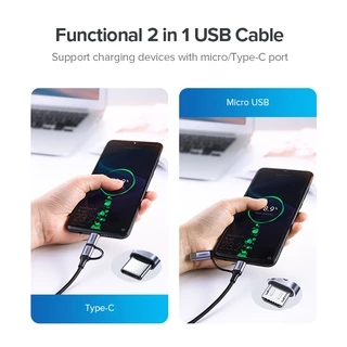 Ugreen สายชาร์จ Usb 1 เมตร 2 In 1 Micro Usb C ชาร์จเร็ว สําหรับ ซัมซุง Galaxy S10 S9 Plus