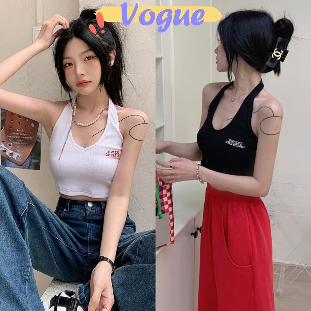 Vogue​ ​พร้อมส่ง​ เสื้อคล้องคอไหมพรม สีพื้น น่ารักแอบแซ่บเบาๆ (28908) -N