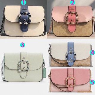 Outlet ของแท้ 🎀 Coach 3415 3227 Gemstone Pearl Diagonal ผู้หญิง กระเป๋าสะพายไหล่ กระเป๋าสะพาย