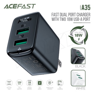 ACEFAST รุ่น A35 หัวชาร์จ 2ช่อง USB ปลั๊กชาร์จ อะแดปเตอร์ ชาร์จเร็ว Fast Charge Wall Charger A35 QC18W (2xUSB-A)