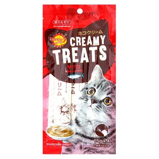 ✨ขายดี✨ แฮปปี้ ไพรซ์ ขนมแมวเลีย รสทูน่า 15 ก. ถุง 4 ชิ้น HAPPYPRICE Creamy Treats Cat Treat Tuna Flavor 15 g. 4 ea