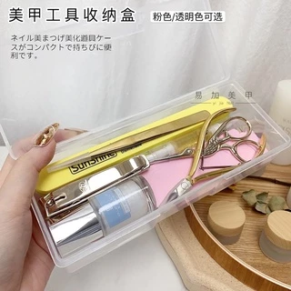 🌟กล่องใส่ตะไบ สีใส สีชมพูใส เครื่องมือทำเล็บ เก็บแปรง เก็บพู่กัน เก็บตะไบ🌟