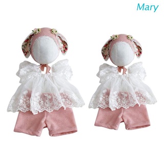 Mary 3 ชิ้น / เซต หวาน หมวกเด็ก เสื้อ กางเกง เสื้อผ้าเด็กแรกเกิด อุปกรณ์ประกอบฉากการถ่ายภาพ ชุดเด็กทารก ของขวัญอาบน้ํา