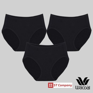 กางเกงใน Wacoal Goodly Panty ทรง Half (ครึ่งตัว) 3 ชิ้น สีดำ (BL) รุ่น WU3287 ขอบเรียบ ทรง บิกินี่ ตัวใหญ ไซส์ใหญ่ XL XX