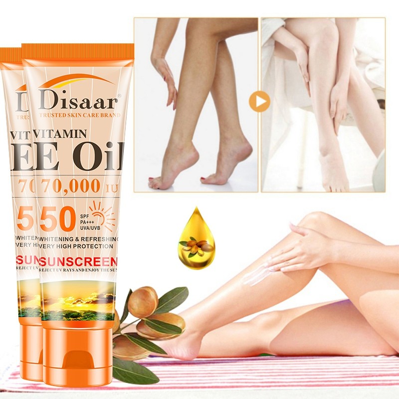 💋 พร้อมส่ง 💋 Disaar SPF 50 + Vitamin E Facial Body Sunscreen Whitening Sunblock Cream Oil 50ml