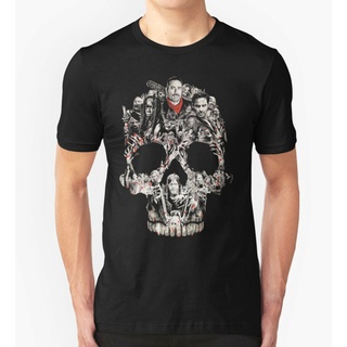 [S-5XL] เสื้อยืด พิมพ์ลาย THE WALKING DEAD SKULL TWD แฟชั่นสําหรับผู้ชาย 107540