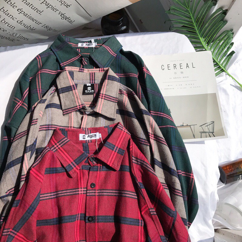 LKSMT005 เสื้อเชิ้ตผู้ชาย เสื้อเชิ้ตลายสก๊อต ผ้าใยสั่งเคาระห์ มี3สี M-XXL