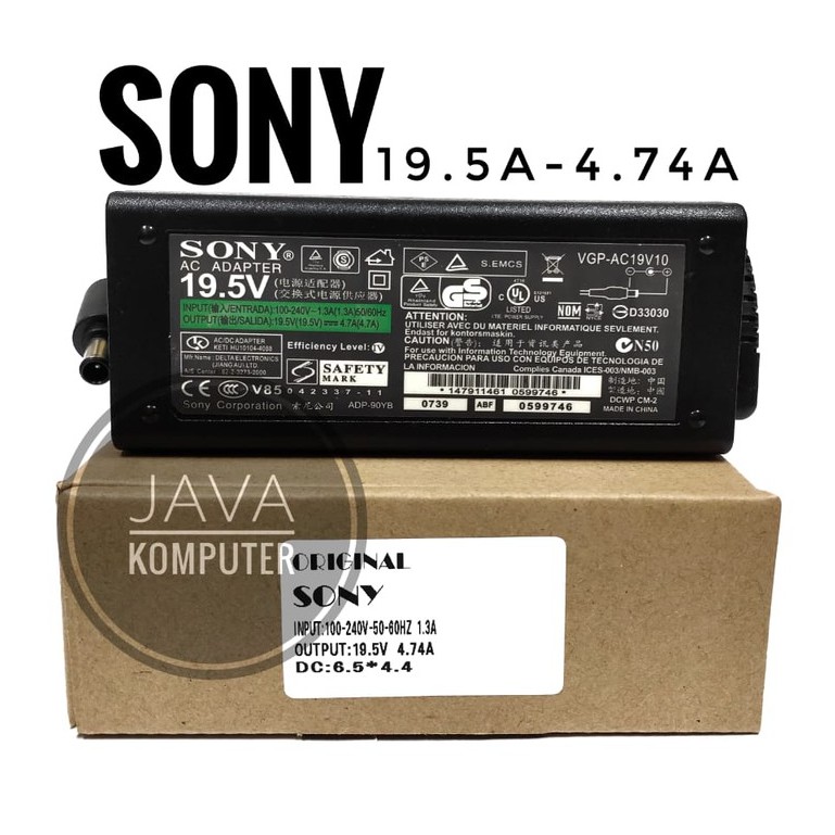 ต้นฉบับ Sony VGN-FS500, VGN-FS500B, VGN-FS500P, 19V 4.7A อะแดปเตอร์ชาร์จแล็ปท็อป