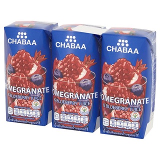 ราคาพิเศษ!! ชบา น้ำทับทิบผสมน้ำองุ่นและบลูเบอร์รี่ 40% 180มล. x 3 กล่อง Chabaa 40% Pomegranate with Grape &amp; Blueberry Ju