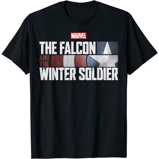 เสื้อยืดผ้าฝ้ายพรีเมี่ยม เสื้อยืด พิมพ์ลายโลโก้ทหาร Marvel The Falcon And The Winter