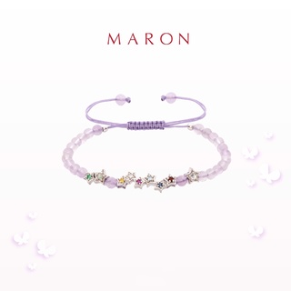 MARON - My Nine Lucky Stars Bracelet with Lavender Quartz (เชือกถัก) สร้อยข้อมือดาวนพเก้า [ควอตซ์ลาเวนเดอร์] เงินแท้ 925