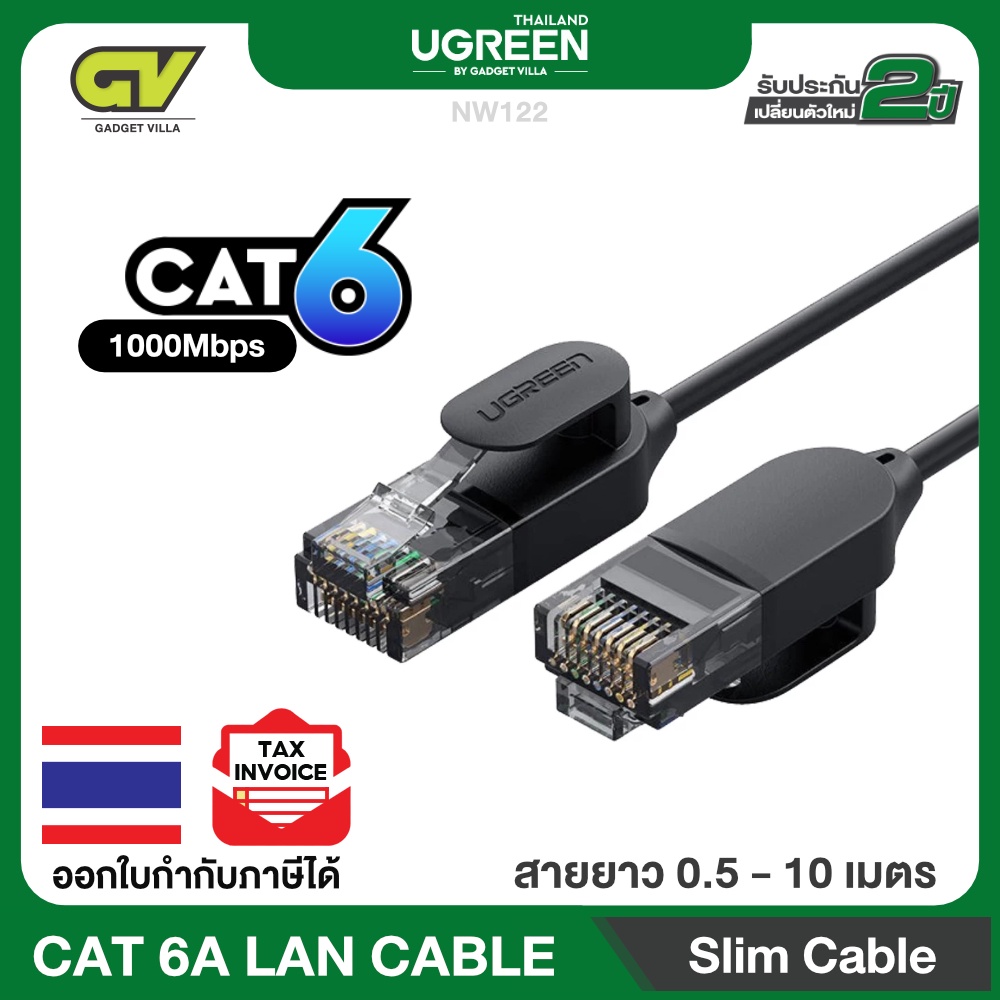 UGREEN รุ่น NW122 สายแลน Cat 6A LAN Cable 10Gbps Ethernet Cable Gigabit RJ45 Network Lan  รองรับ 1Gbps