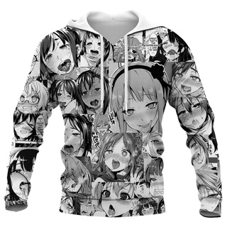 Cloocl เสื้อฮู้ดดี้ แขนยาว พิมพ์ลายการ์ตูน Ahegao Hentai Expression 3D สําหรับผู้ชาย