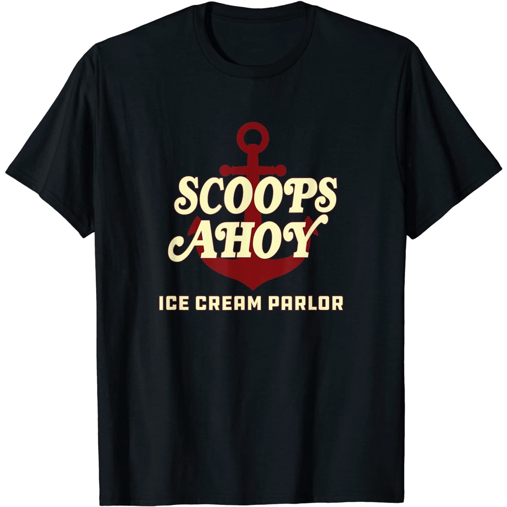 เสื้อยืด พิมพ์ลายโลโก้ Stranger Things Scoops Ahoy Ice Cream Parlor สําหรับผู้ใหญ่S-5XL