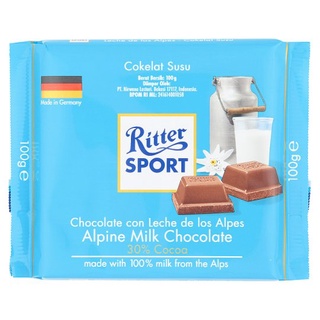 🔥HOT🔥 ริตเทอร์สปอร์ต ช็อกโกแลตนม 100กรัม Ritter Sport Alpine Milk Chocolate 100g