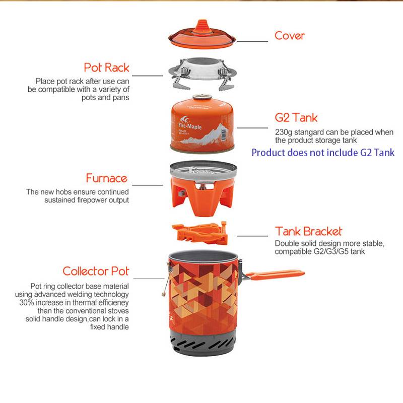 Fire Maple FMC-XK6  Heat Exchanger Pot 1L Foldable Cooking Pots with Mesh Bag Outdoor