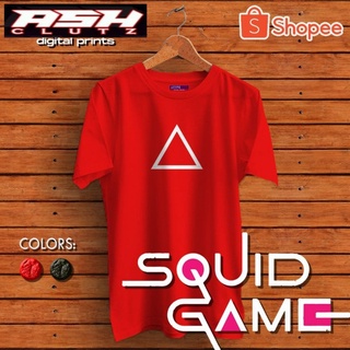 เสื้อยืด เสื้อยืดเด็กผช เกมปลาหมึกอินเทรนด์สแควร์โลโก้พิมพ์ผ้าฝ้าย Tshirt Unisex p$% เสื้อยืดแฟชั่น