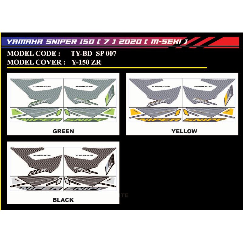 Y15ZR SNIPER 150 (7) 2020 (M-SEKI) สติ๊กเกอร์ร่างกาย