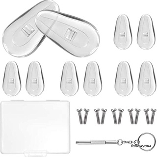 folღ Upgraded Soft Silicone Eyeglass Nose Pads Air Chamber Eyeglasses Nose Pad 5 Pairs of 15mm Screw-in Glasses Nose Pad