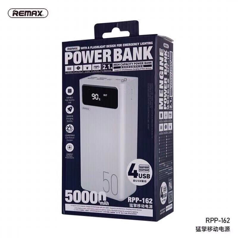 พาวเวอร์แบงค์ ชาร์จเร็ว powerbank fast chargeREMAX RPP-162 POWER BANK 50000mAh 4USB LEDของแท้100%
