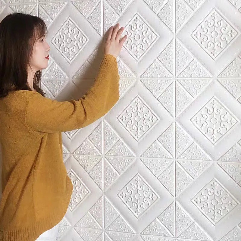 DIY วอลเปเปอร์ติดผนัง 3 มิติ มีกาวในตัว สติ๊กเกอร์ติดผนัง 3D ตกแต่งห้อง Wallpaper 3D
