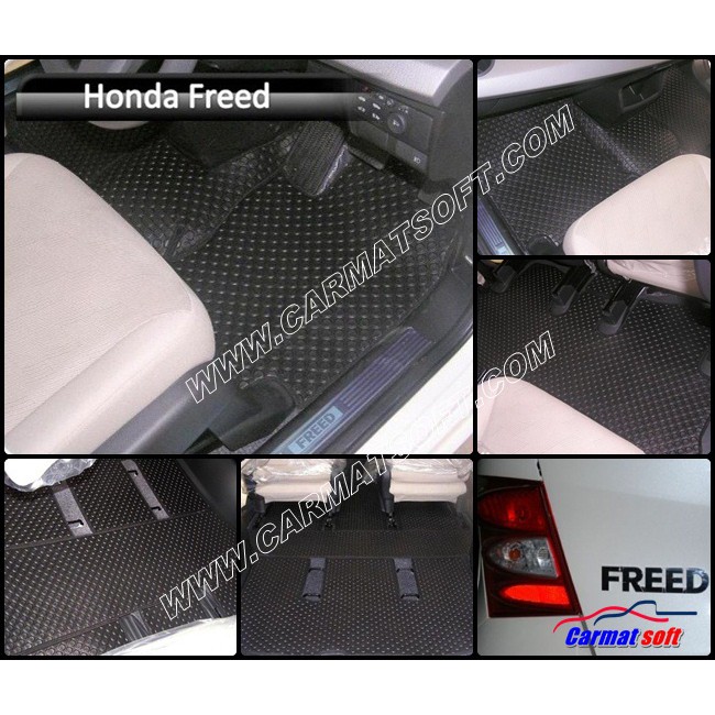 พรมปูพื้นรถยนต์ HONDA FREED เต็มคัน 6ชิ้น กระดุมยางEVA 5-6มิล (พื้นเรียบ+ตีนตุ๊กแก)
