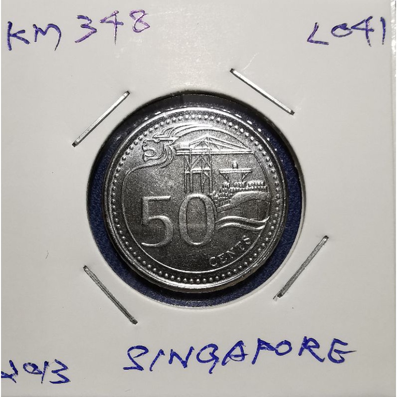 เหรียญ​ต่างประเทศ​ สิงคโปร์​ Singapore, 50 Cent, ใช้แล้ว,#0673L