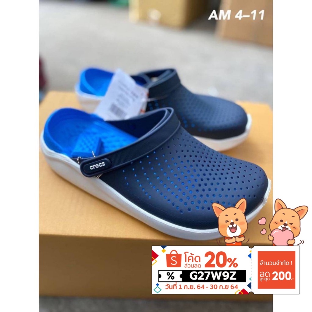 รองเท้าแตะ ใส่ได้ ชายและหญิง วัสดุผลิตจากยางแท้ 100% รองเท้าหัวโตรองเท้าเพื่อสุขภาพ crocs LiteRide