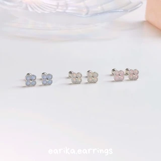earika.earrings - opal clover piercing จิวหูเงินแท้จี้ดอกโคลเวอร์โอปอล (มีให้เลือก 3 สี) เหมาะสำหรับคนแพ้ง