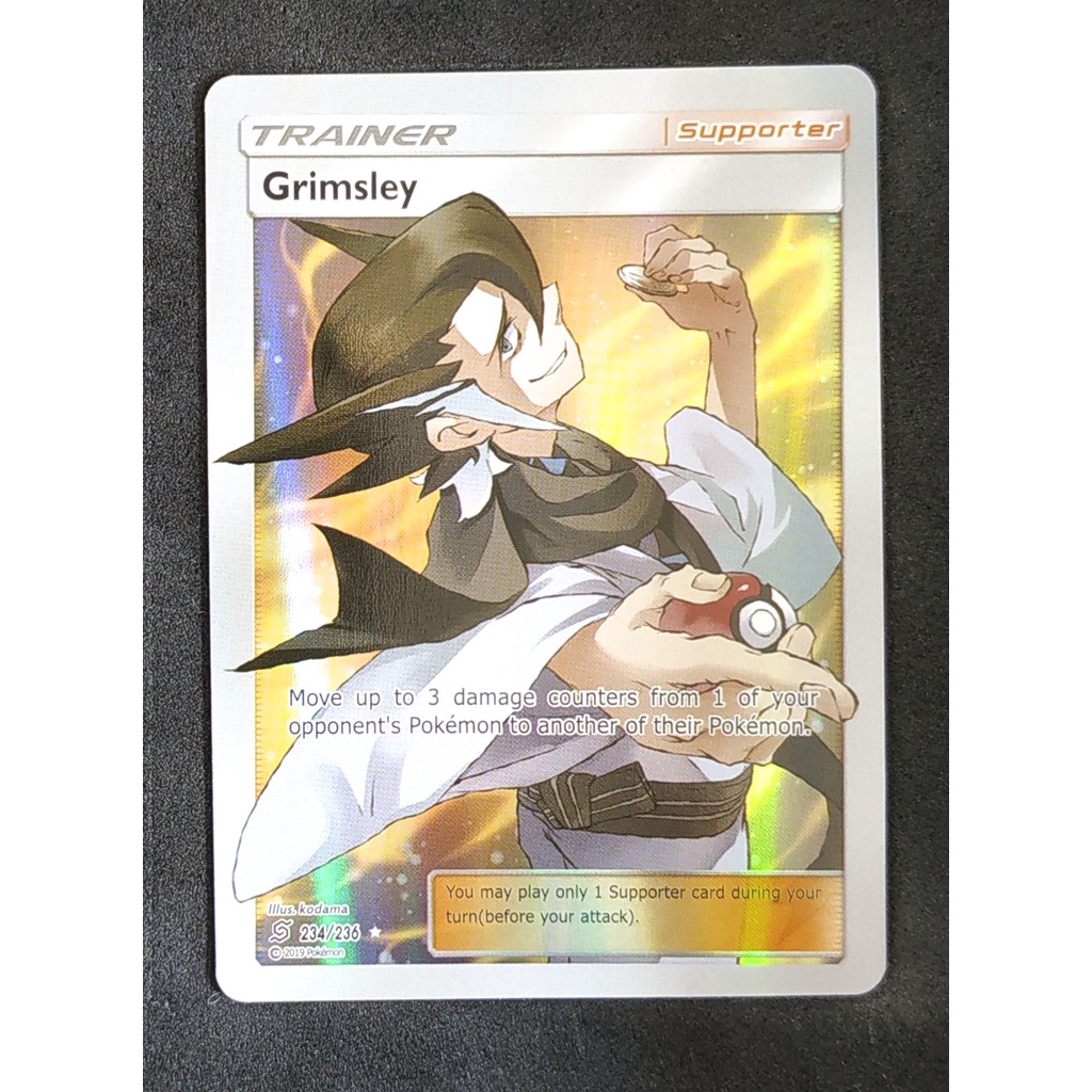 Grimsley (Gray) Trainer Card 234/236 Pokemon Card Gold Flash Light (Glossy) ภาษาอังกฤษ