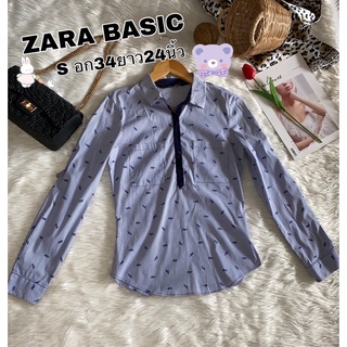 เสื้อเชิ๊ตแขนยาวZARA BASICไซด์Sสีกรมลายทาง