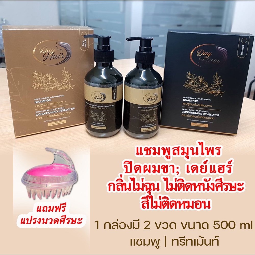 DayHair เดย์แฮร์ แชมพูสมุนไพรปิดผมขาว | สีธรรมชาติ |ปลอดภัย กลิ่นไม่ฉุน ไม่ติดหนังศีรษะ