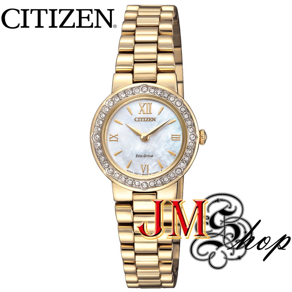CITIZEN Eco-Drive นาฬิกาข้อมือผู้หญิง สายสแตนเลส รุ่น EW9822-83D (สีทอง)
