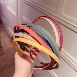 แฟชั ่ นเกาหลีสีลูกกวาดขอบบางแถบคาดศีรษะสีทึบที ่ คาดผมพลาสต…