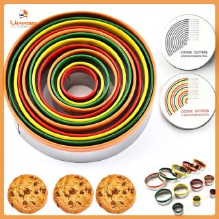 【Fast Delivery】 12pcs/set Round Cookie Cutter Circle Biscuits Cutters with Storage Tin for Dough Pastry Donut Fondant 【Veemm】