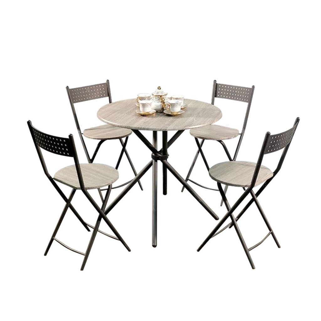 DELICATO ชุดโต๊ะอาหาร 4 ที่นั่ง รุ่น HY1Z4Y โต๊ะ: 80x80x77 ซม. เก้าอี้:34x37x83.5 ซม. สีน้ำตาลอ่อน