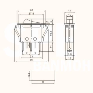 [ 3 ชิ้น ] KCD3-101EN 12V สวิทช์กระดก KCD3 บาง ไฟจุด 3ขา มีไฟ ON-OFF KCD3 101EN 15A 250V สวิทช์ กระดก KCD3 บาง ไฟ LED...