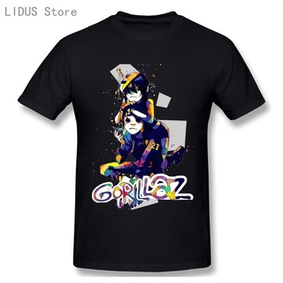 เสื้อยืดลําลอง ผ้าฝ้าย แขนสั้น คอกลม พิมพ์ลายการ์ตูน Gorillaz Art 4 แฟชั่นสําหรับผู้ชาย และคู่รัก