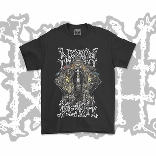 คอลูกเรือเสื้อยืดคอกลมเสื้อเชิ้ต Napalm Death Band V1 สีดํา สําหรับผู้ชาย และผู้หญิงผ้าฝ้ายแท้