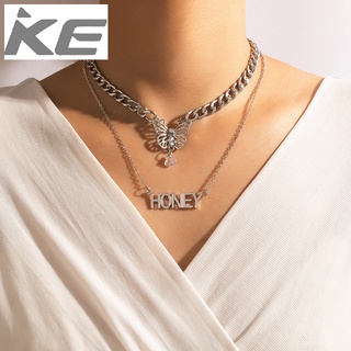French Design Butterfly Necklace Butterfly Letter Silver Clavicle Chain Women for girls for wo